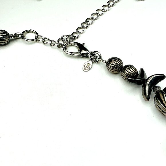 Vintage Metallic Silver Ornate Beaded Statement Necklace by Premier Designs - Picture 3 of 5